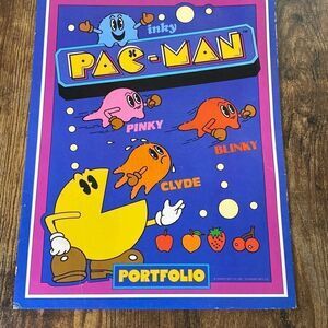 NOS UNUSED PAC MAN mead portfolio pocket folder 1980